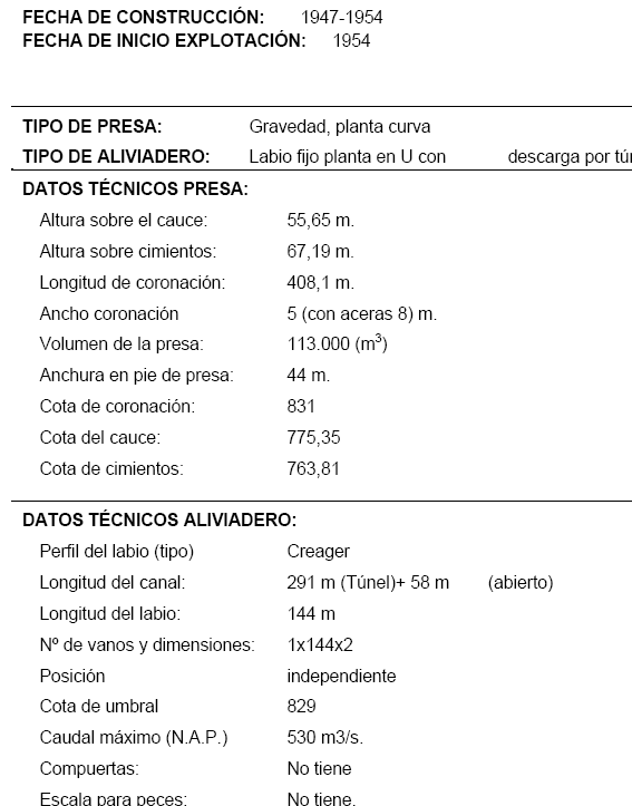 Datos de Construccin Presa Bermejales