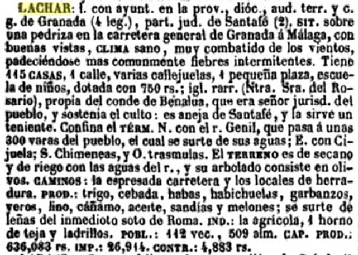 Láchar en 1850, según Madoz