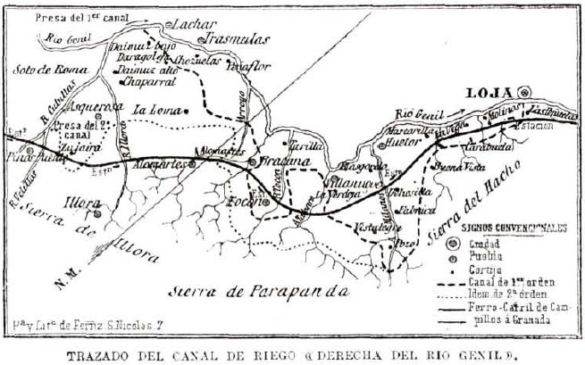 Trazado del canal de riego derecha del rio Genil, ao 1879